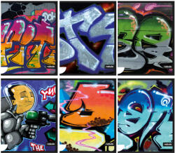 Nebulo Füzet Tűzött A/4 Sima 80-40 40 Lapos Graffiti Vegyes Mintákban (AAF172)