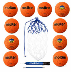 Molten Pachet 10 mingi handbal Molten H2R si H3R, marimile 2 si 3, cauciuc, cu pompa DHP21 si plasa BN10 (10xHR-BN10-DHP21)
