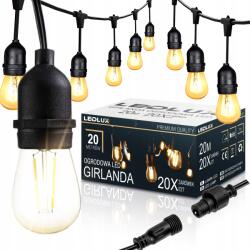 LEDLUX Kerti fényfüzér 20M 20X E27 Led izzó vízálló kábel (Girlanda LED E27 20m 20xE27 1W)