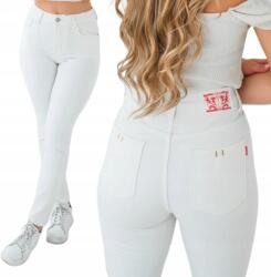 Trang Jeans Klasszikus női farmer krémszínű skinny magas derekú testhezálló csőnadrág S