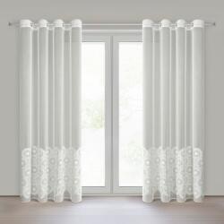 Takoy Természetes hatású, peruszövetből készült fényáteresztő függöny, applikációval díszítve, 140×250 cm, ringlis kivitel - LIZA