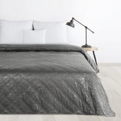 Takoy Velúr ágytakaró, acélszürke, 170×210 cm, hot press steppeléssel, kockás mintával, LUIZ BLINK Design 91