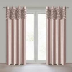 Takoy Púderrózsaszín velúr függöny, 140×250 cm, 3D rózsa applikációval díszítve, ringlis kivitel - ROSES Eva Minge