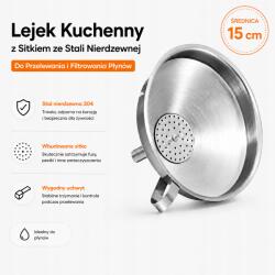  Konyhai tölcsér 15 cm rozsdamentes acél szűrővel Túlfolyó (03070060262)