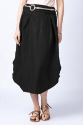 Shopika Fusta lunga neagra cu poale prinse, din in, cu o curea fancy Talie unica