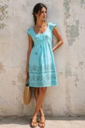 RohBoutique Rochia din bumbac cu broderie , Turcoaz , Roh DR4847
