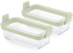Lékué téglalap üveg sütőtál szett Air Fryerbe, 2db-os, fogantyúval, 20x9x9.5 cm, zöld (LK890307)