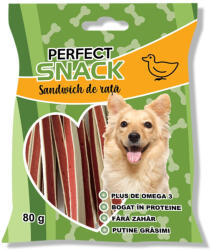  PERFECT SNACK PERFECT SNACK Sandwich, XS-XL, Rață, punguță recompense câini, 80g