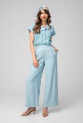 Hermosa Pantaloni Meda Aqua palazzo din modal, cu talie înaltă
