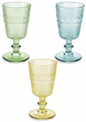 Decorer Set 6 pahare cu picior sticla multicolora Ø 8, 5 cm x 16, 5 H, 300 ml (A80.22.33) Pahar