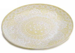 Decorer Tava decorativa lemn galben alb Ø 34, 5 cm (A51.51.55) Tava