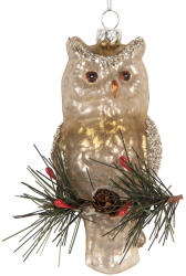 Clayre & Eef Ornament brad Craciun Bufnita sticla multicolora 6x5x13 cm (6GL5427)