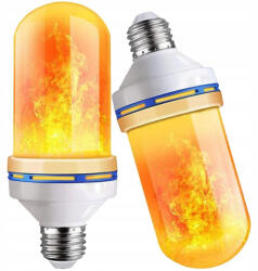 Dodaco Set 2 becuri LED alb cald 15 x 6 cm, E27, 9W, efect flacara vie, 3 moduri iluminare, 1300-1800K, IP44, iluminat decorativ ambiental