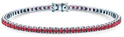 SAVICKI Brățară tennis din aur alb 585 cu rubine 2.640 ct 3, 0 mm 19 cm
