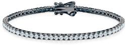 SAVICKI Brățară tennis argint negru cu moissanite albe 2, 2 mm 18 cm