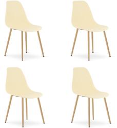 FDY Set 4 Scaune Bucatarie/Dining Velo Plus Bej Picioare Metalice Finisaj Lemn