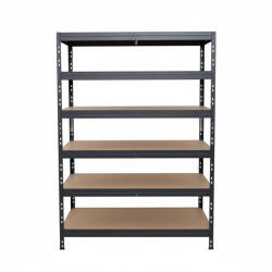 AR Shelving RIVET PRO nagy teherbírású állvány, 252×120×45 cm, 6 szint, forgácslap polccal, 260 kg/polc, antracitszürke