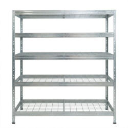 AR Shelving RIVET PRO nagy teherbírású állvány, 252×120×45 cm, 5 szint, acélrács polccal, 260 kg/polc, horganyzott