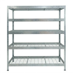 AR Shelving RIVET PRO nagy teherbírású állvány, 252×180×60 cm, 5 szint, acélrács polccal, 260 kg/polc, kék/horganyzott