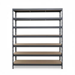 AR Shelving RIVET PRO nagy teherbírású állvány, 252×150×60 cm, 7 szint, forgácslap polccal, 260 kg/polc, antracitszürke