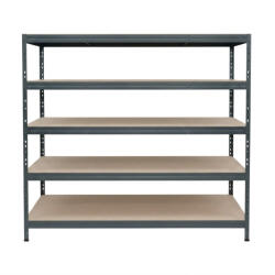 AR Shelving RIVET PRO nagy teherbírású állvány, 252×180×45 cm, 5 szint, forgácslap polccal, 260 kg/polc, antracitszürke