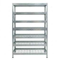 AR Shelving RIVET PRO nagy teherbírású állvány, 252×120×60 cm, 7 szint, acélrács polccal, 260 kg/polc, horganyzott