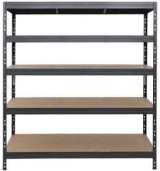 AR Shelving RIVET PRO nagy teherbírású állvány, 252×150×45 cm, 5 szint, forgácslap polccal, 260 kg/polc, antracitszürke