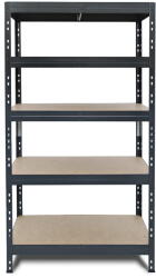 AR Shelving RIVET PRO nagy teherbírású állvány, 180×90×60 cm, 5 szint, forgácslap polccal, 360 kg/polc, antracitszürke