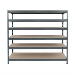 AR Shelving RIVET PRO nagy teherbírású állvány, 252×180×60 cm, 6 szint, forgácslap polccal, 260 kg/polc, antracitszürke
