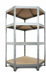 AR Shelving RIVET sarokpolc állvány, 180×90×45 cm, 4 szint, HDF polccal, 250 kg/polc, horganyzott