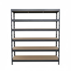 AR Shelving RIVET PRO nagy teherbírású állvány, 252×150×45 cm, 6 szint, forgácslap polccal, 260 kg/polc, antracitszürke