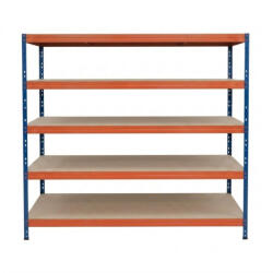 AR Shelving RIVET PRO nagy teherbírású állvány, 252×180×60 cm, 5 szint, forgácslap polccal, 260 kg/polc, kék-narancs