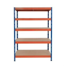 AR Shelving RIVET PRO nagy teherbírású állvány, 180×150×60 cm, 5 szint, forgácslap polccal, 360 kg/polc, kék-narancs