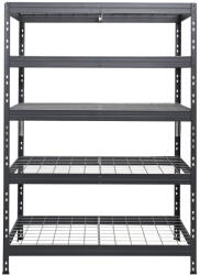 AR Shelving RIVET PRO nagy teherbírású állvány, 180×120×45 cm, 5 szint, acélrács polccal, 300 kg/polc, antracitszürke