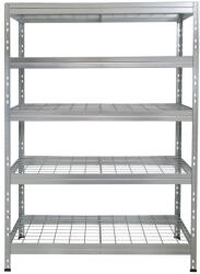 AR Shelving RIVET PRO nagy teherbírású állvány, 180×120×60 cm, 5 szint, acélrács polccal, 300 kg/polc, horganyzott