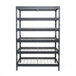 AR Shelving RIVET PRO nagy teherbírású állvány, 252×120×45 cm, 6 szint, acélrács polccal, 260 kg/polc, antracitszürke