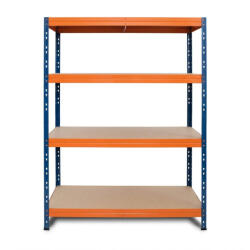 AR Shelving RIVET PRO nagy teherbírású állvány, 180×120×60 cm, 4 szint, forgácslap polccal, 360 kg/polc, kék-narancs