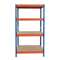 AR Shelving RIVET PRO nagy teherbírású állvány, 180×90×60 cm, 4 szint, forgácslap polccal, 360 kg/polc, kék-narancs