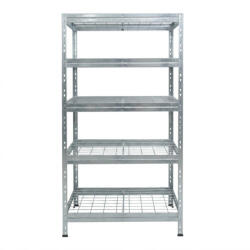 AR Shelving RIVET PRO nagy teherbírású állvány, 252×90×60 cm, 5 szint, acélrács polccal, 260 kg/polc, kék/horganyzott