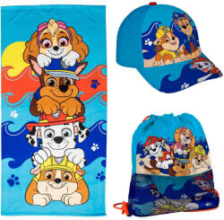 Cerda Детски плажен комплект Cerda - Paw Patrol, шапка, плажна кърпа и раница, сини (2200010480) - baby