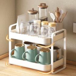 Viyogo Suport cu 2 nivele pentru scurgerea paharelor, cadru metalic, 36.5 x 25.5 x 29 cm, alb Uscator vase