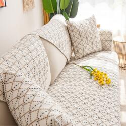 Viyogo Perna decorativa din in, husa detasabila, umplutura poliester, 45 x 45 x 10 cm, maro