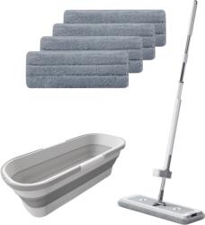 Viyogo Set mop rotativ cu 4 lavete microfibra si lighean pliabil de 8 L