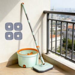 Viyogo Set mop rotativ 360° cu galeata centrifuga, separare apa curata de apa murdara, sistem evacuare apa, 4 rezerve