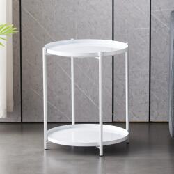 Viyogo Masuta rotunda pentru cafea din metal, 2 nivele, 42 x 52 cm, alb Masa de cafea