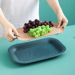 Viyogo Tava pentru fructe si legume, grila detasabila pentru scurgere, 35 cm x 21 cm Tava
