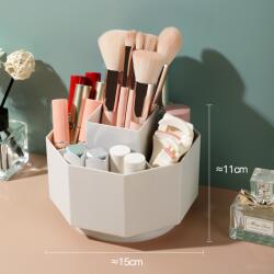 Viyogo Cutie de depozitare pensule de machiaj, rotativ 360°, 5 compartimente, 15 x 11 cm, alb