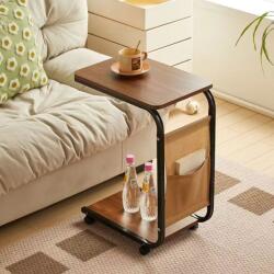 Viyogo Masuta din otel carbon pentru cafea, 4 roti, 2 blaturi din MDF, buzunar de depozitare, 65 (H) x 45 (L) x 30 (l) cm, maro Masa de cafea