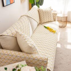 Viyogo Perna decorativa din in, husa detasabila, umplutura poliester, 45 x 45 x 10 cm, galben