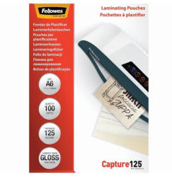 Fellowes Lamináló fólia, A6, 125 mikron, fényes, 100 db/doboz, Fellowes® (5307201) - azellato